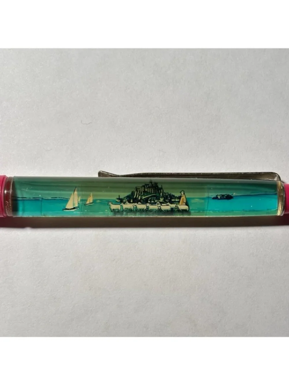 Mont Saint Michel France Floaty Pen Shepherd Sheep Flock Moves Abbey Church Vtg